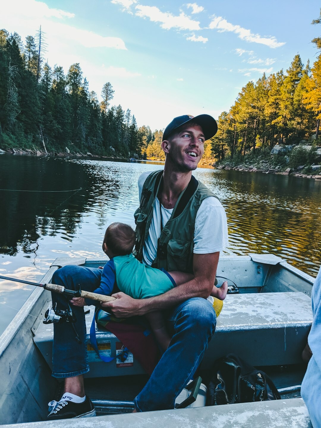 fishing family on boat